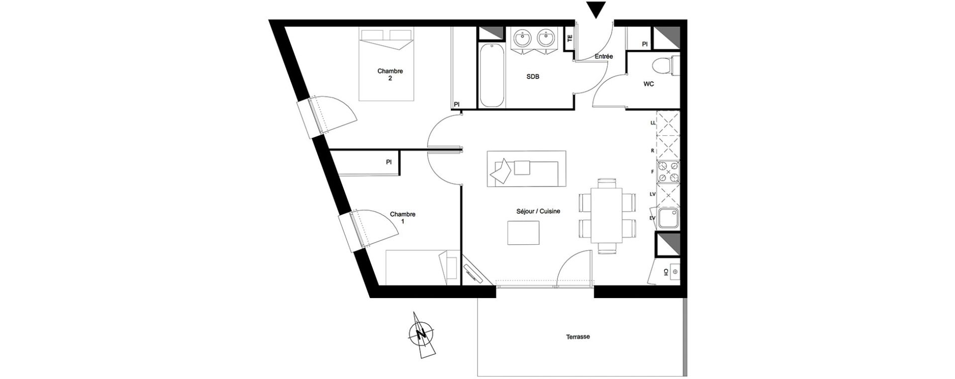 Appartement T3 de 56,61 m2 &agrave; Toulouse Croix daurade