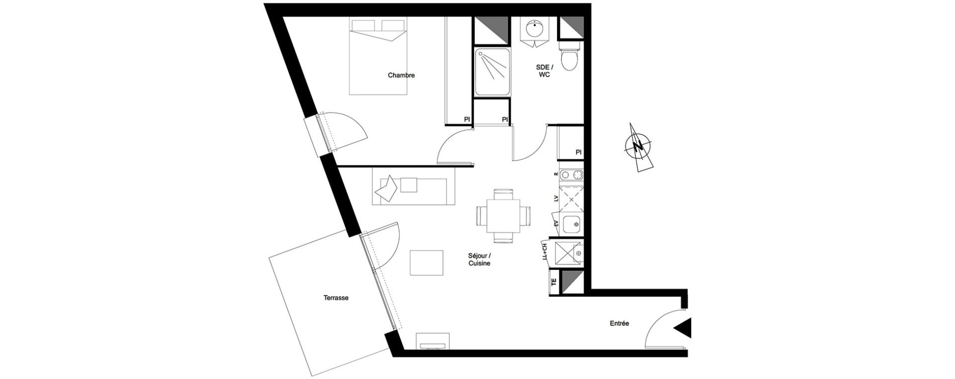 Appartement T2 de 47,96 m2 &agrave; Toulouse Croix daurade