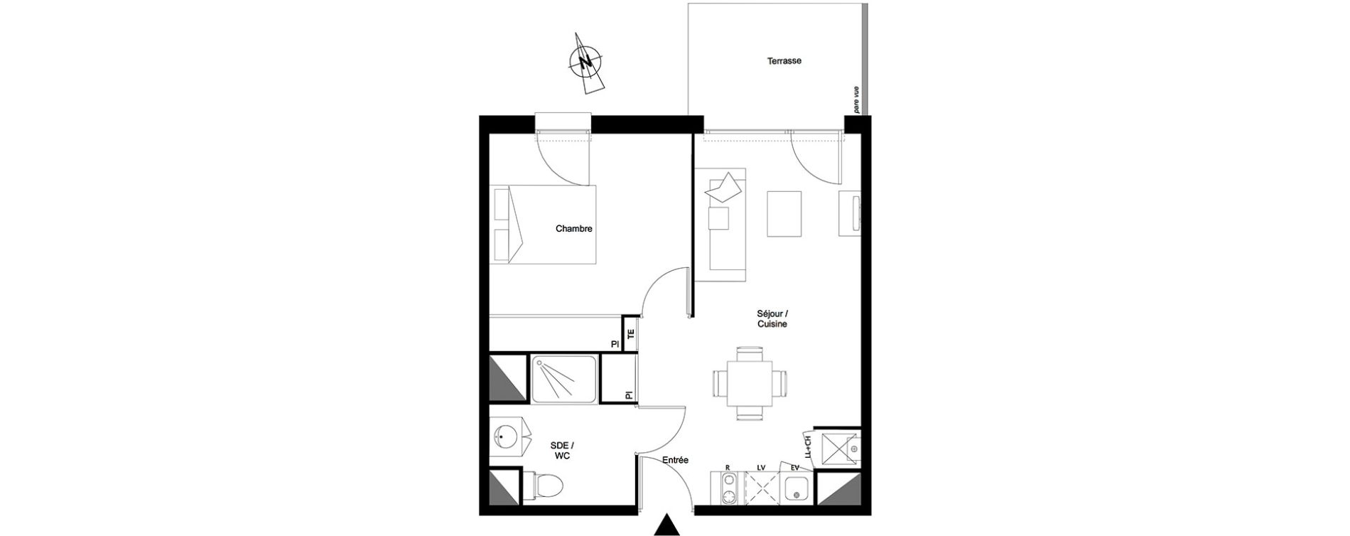 Appartement T2 de 41,40 m2 &agrave; Toulouse Croix daurade