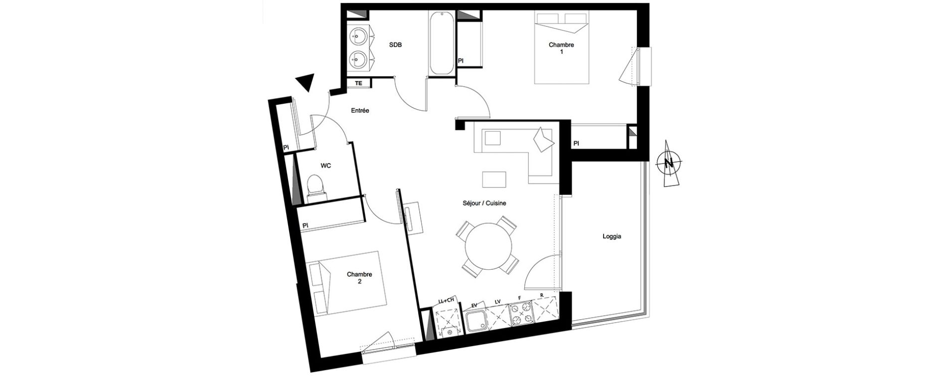 Appartement T3 de 58,92 m2 &agrave; Toulouse Croix daurade