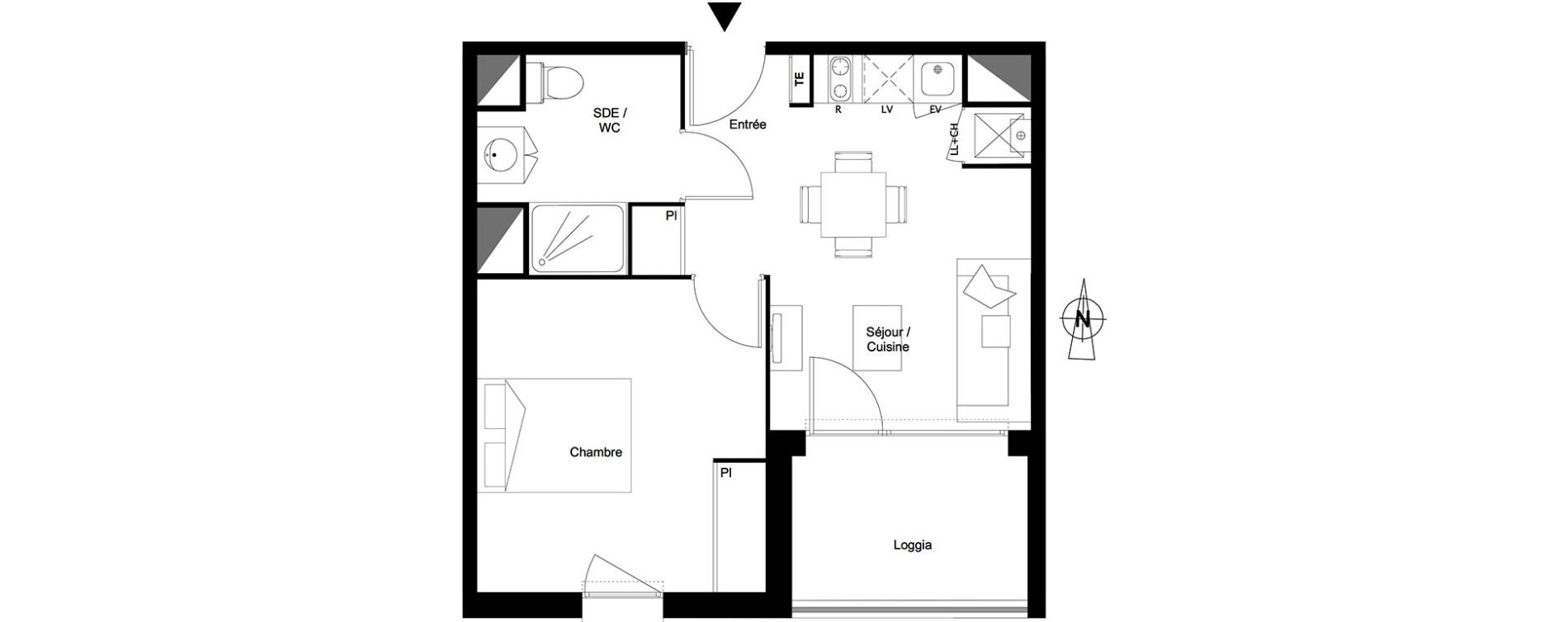 Appartement T2 de 36,49 m2 &agrave; Toulouse Croix daurade