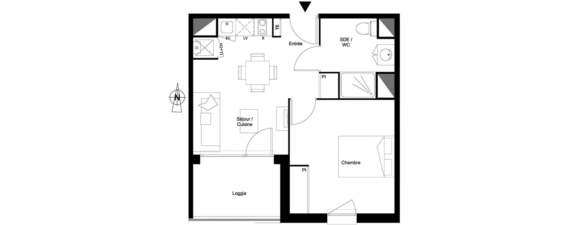 Appartement T2 de 36,48 m2 &agrave; Toulouse Croix daurade