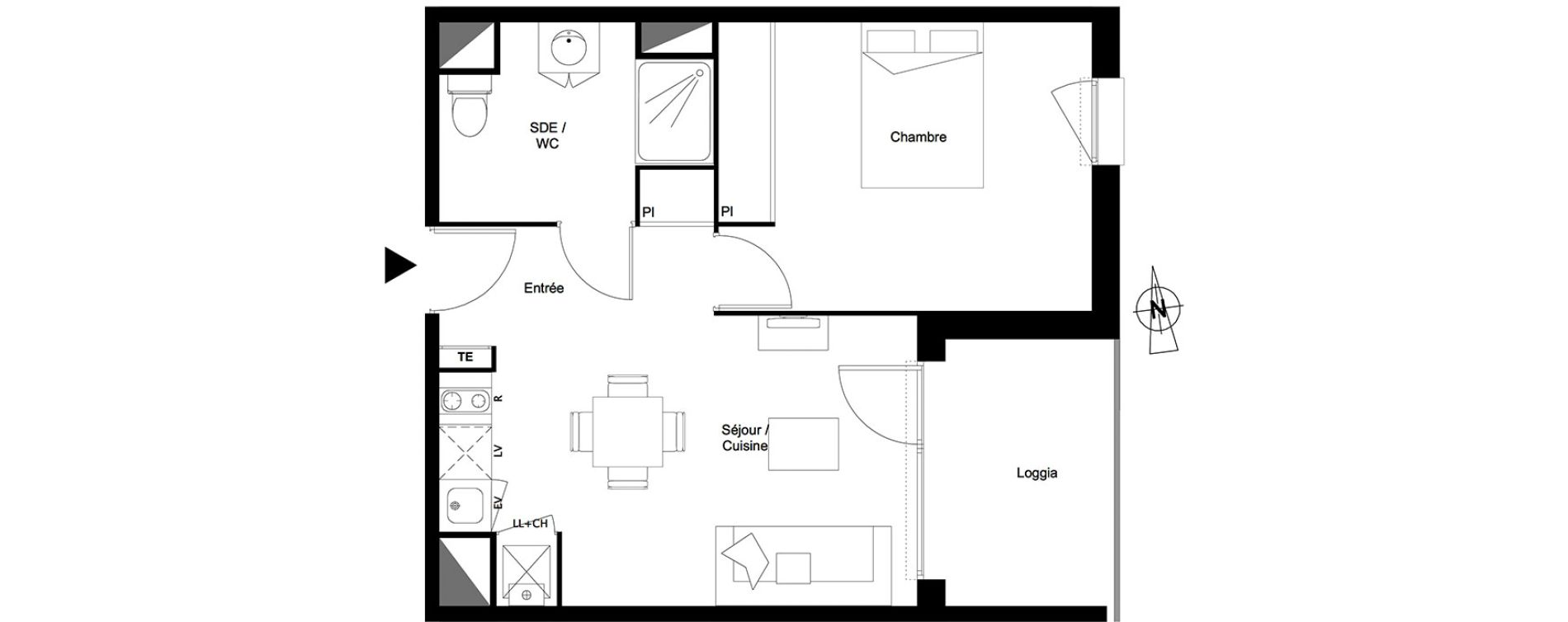 Appartement T2 de 41,18 m2 &agrave; Toulouse Croix daurade