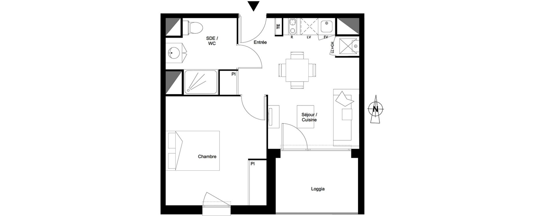 Appartement T2 de 36,49 m2 &agrave; Toulouse Croix daurade