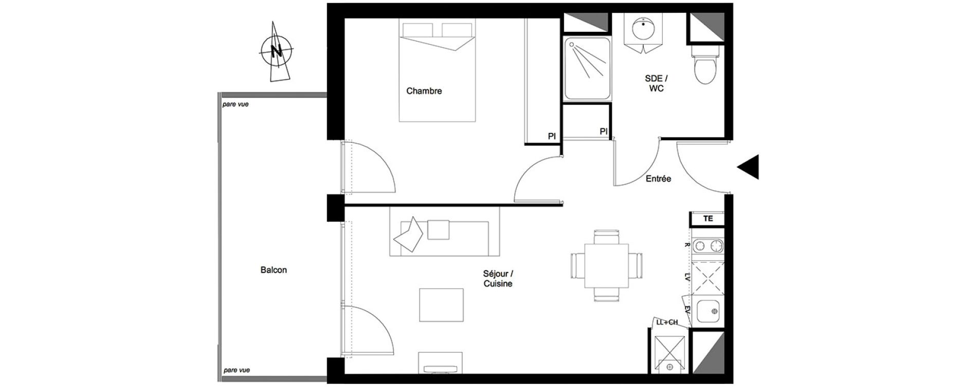 Appartement T2 de 43,62 m2 &agrave; Toulouse Croix daurade