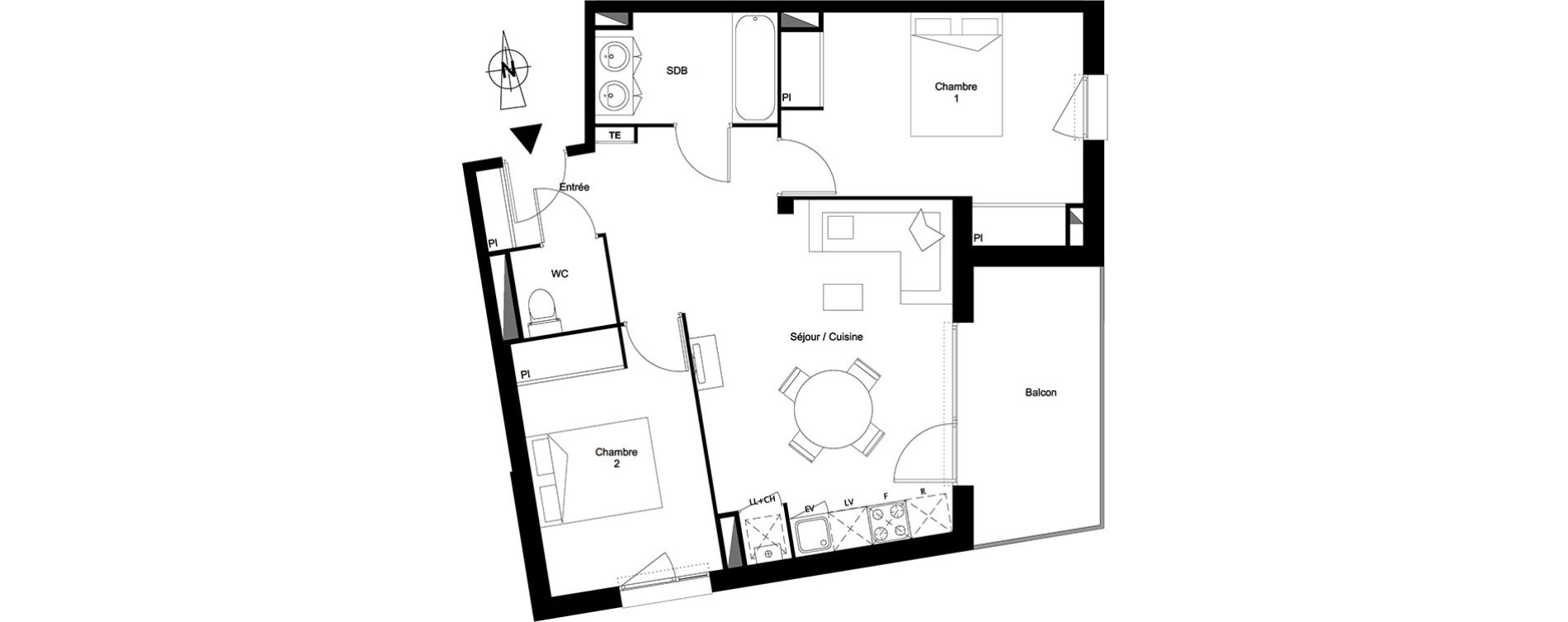 Appartement T3 de 58,92 m2 &agrave; Toulouse Croix daurade