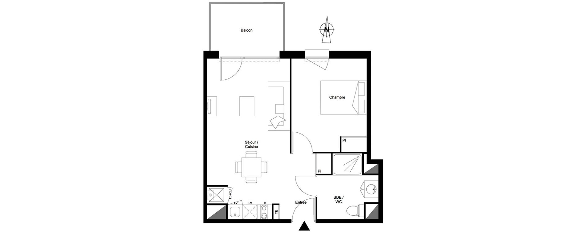 Appartement T2 de 42,64 m2 &agrave; Toulouse Croix daurade