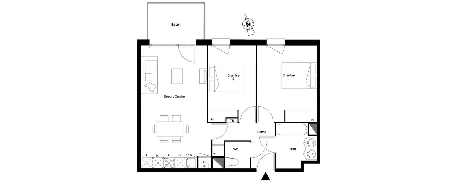 Appartement T3 de 60,18 m2 &agrave; Toulouse Croix daurade