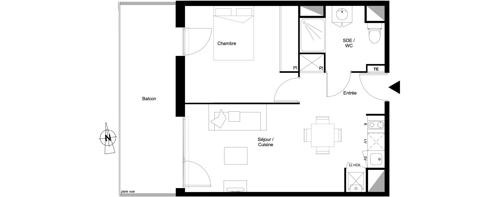 Appartement T2 de 43,18 m2 &agrave; Toulouse Croix daurade