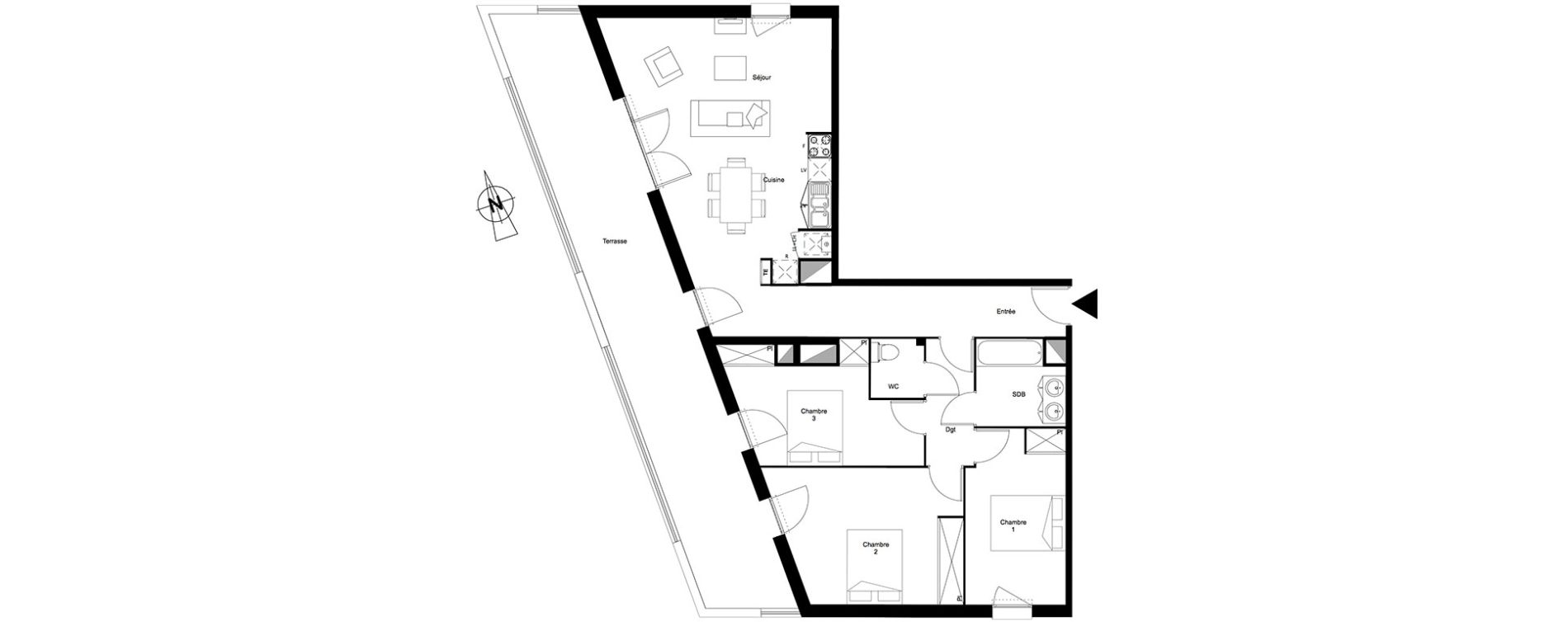 Appartement T4 de 92,11 m2 &agrave; Toulouse Croix daurade