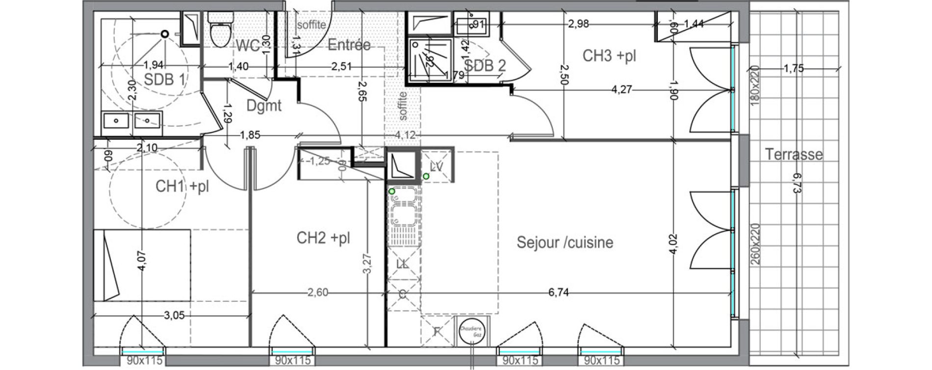 Appartement T4 de 78,30 m2 &agrave; Toulouse Lafourguette