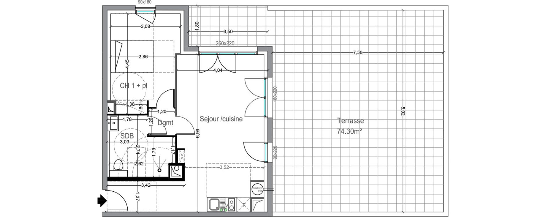 Appartement T2 de 51,53 m2 &agrave; Toulouse Lafourguette