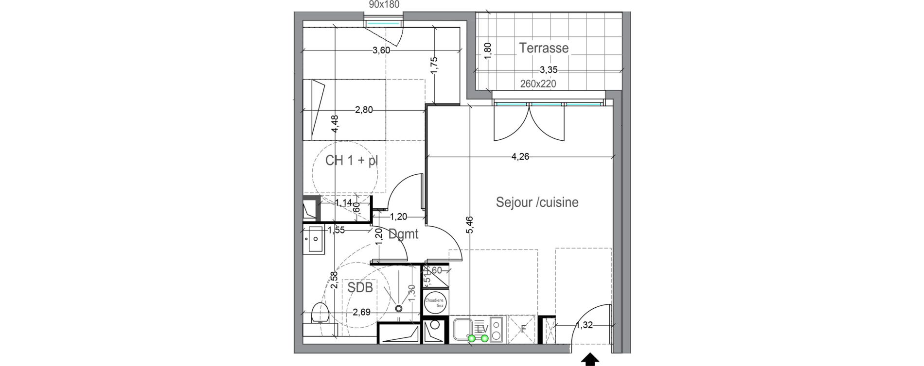 Appartement T2 de 43,10 m2 &agrave; Toulouse Lafourguette