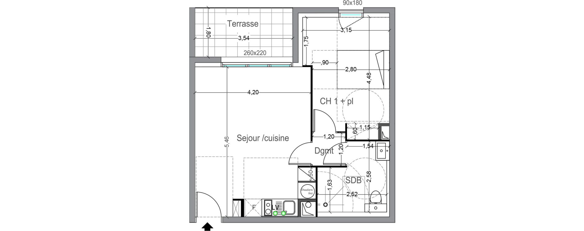 Appartement T2 de 42,15 m2 &agrave; Toulouse Lafourguette