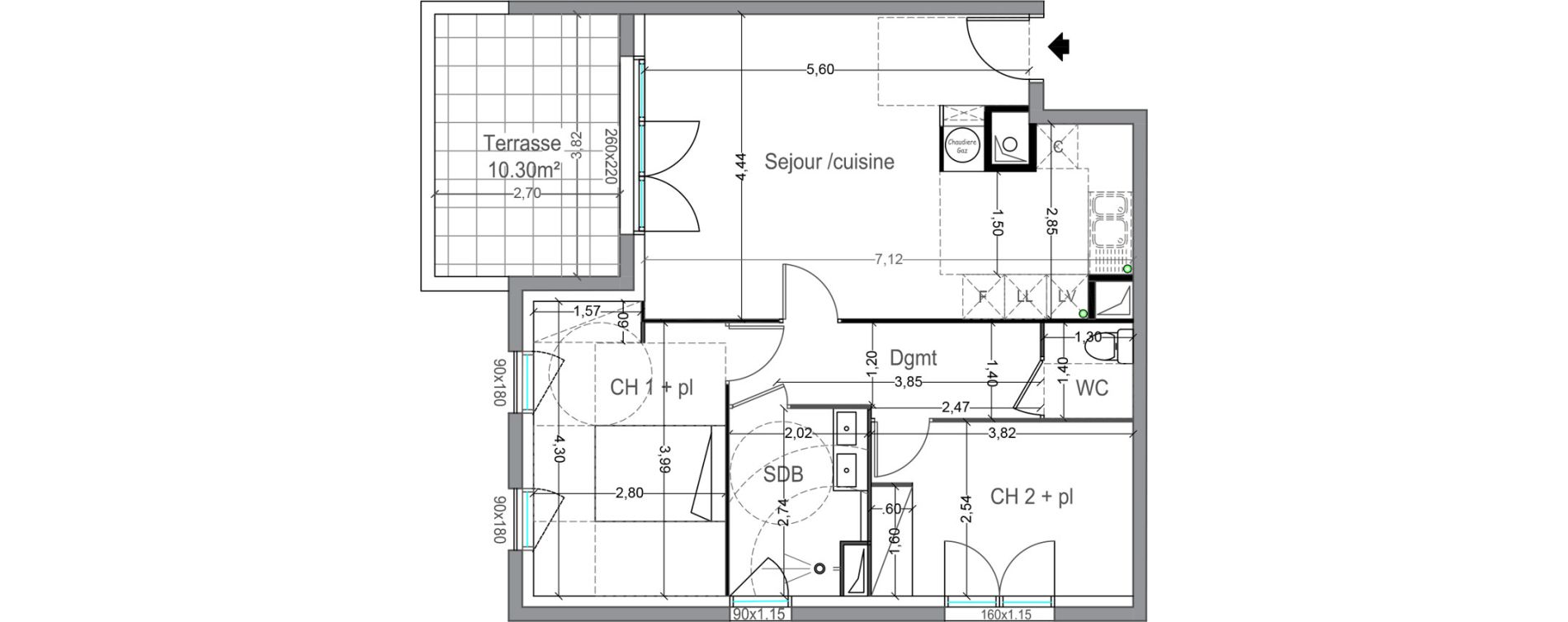 Appartement T3 de 62,05 m2 &agrave; Toulouse Lafourguette