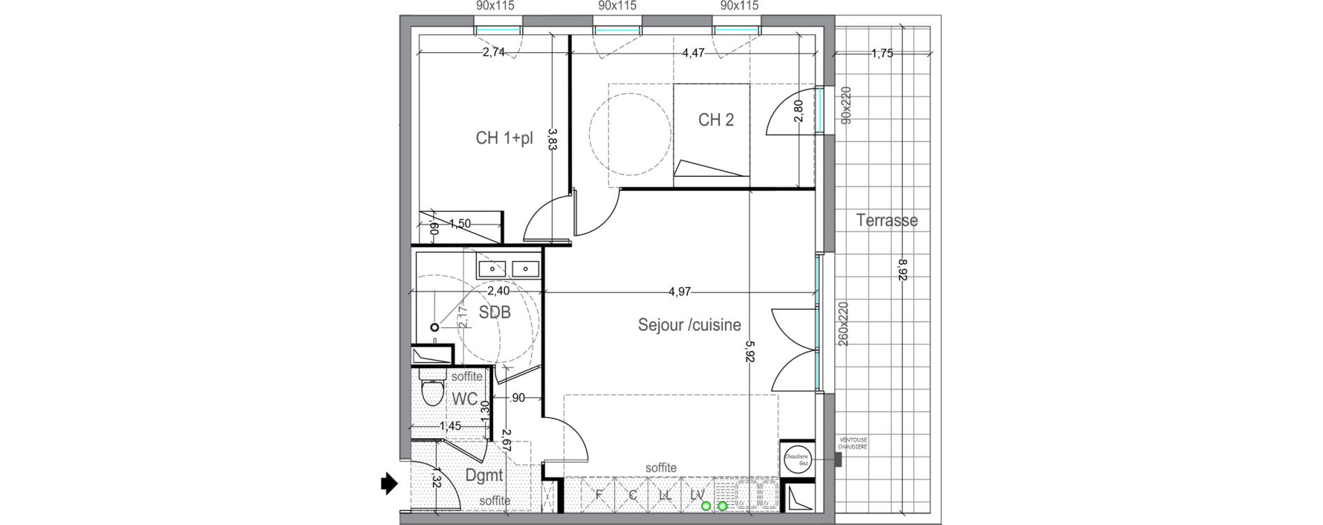 Appartement T3 de 62,00 m2 &agrave; Toulouse Lafourguette