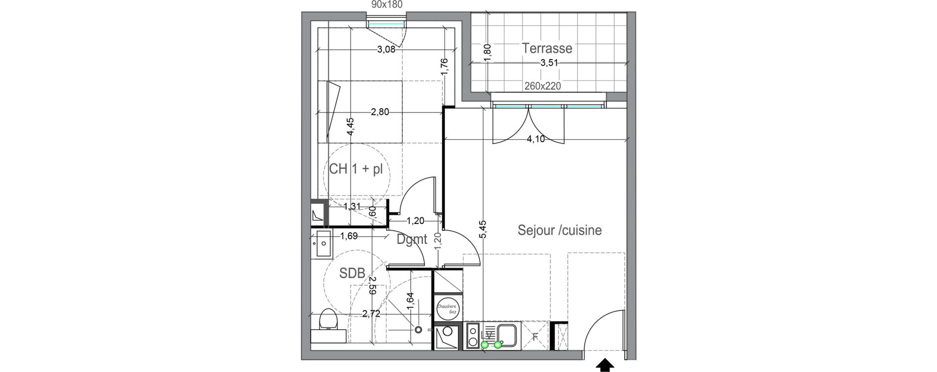 Appartement T2 de 42,00 m2 &agrave; Toulouse Lafourguette