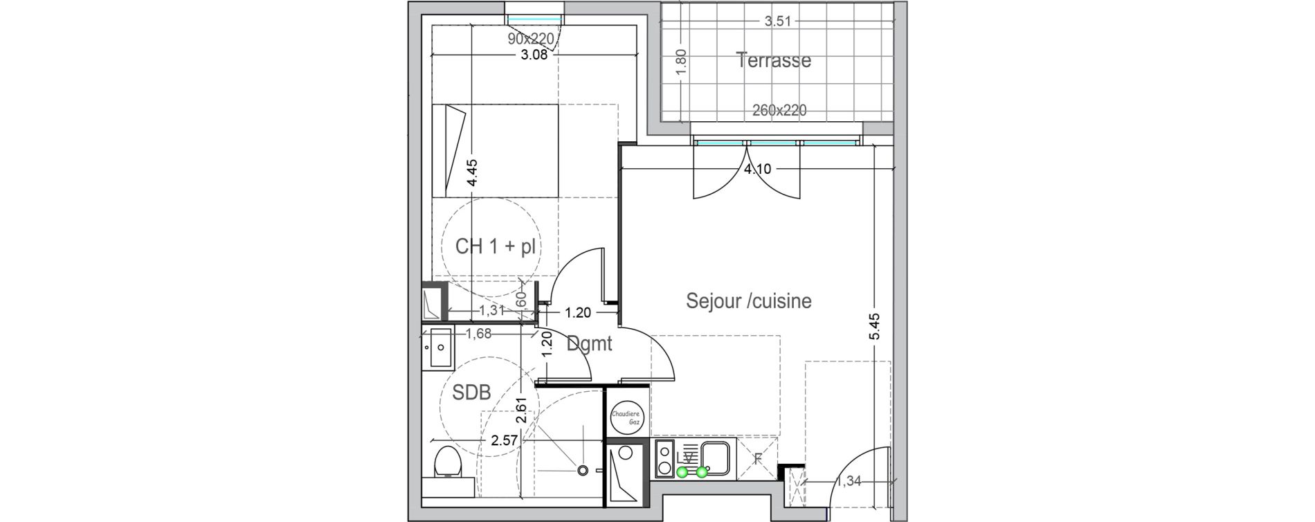 Appartement T2 de 41,00 m2 &agrave; Toulouse Lafourguette