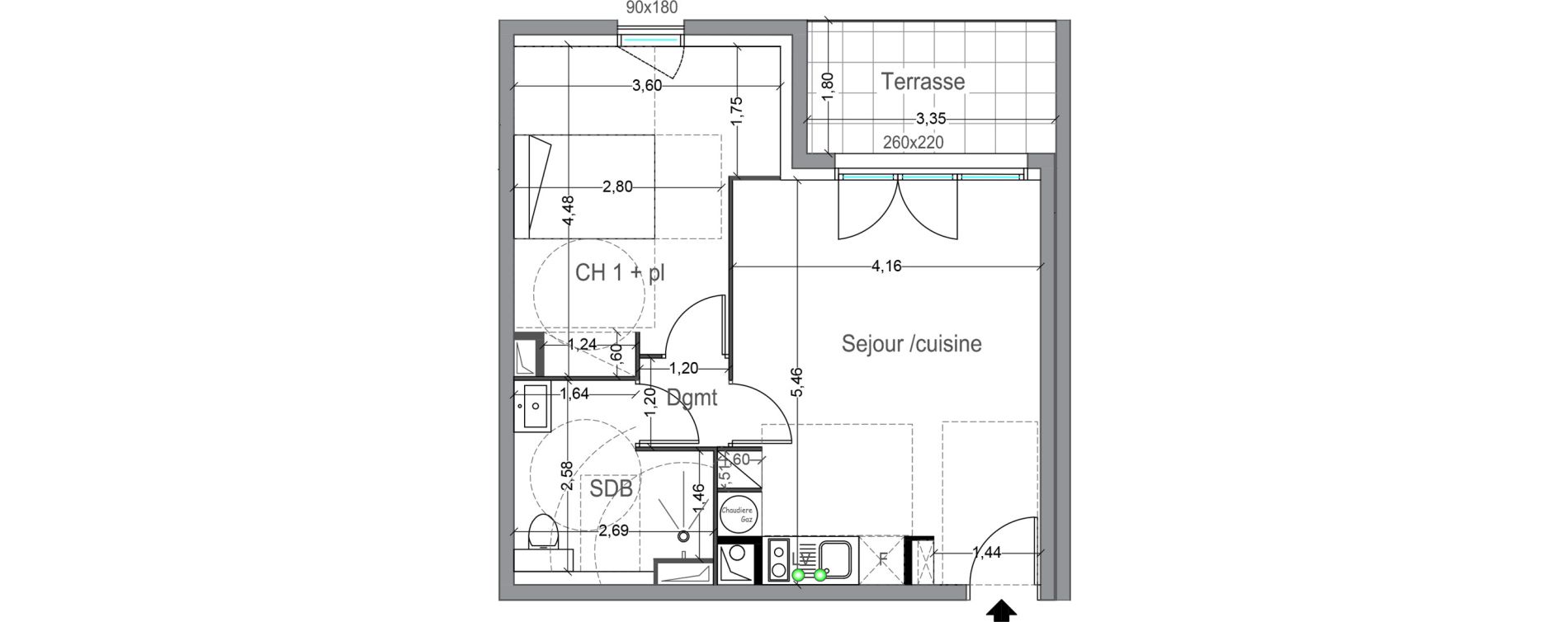 Appartement T2 de 43,10 m2 &agrave; Toulouse Lafourguette