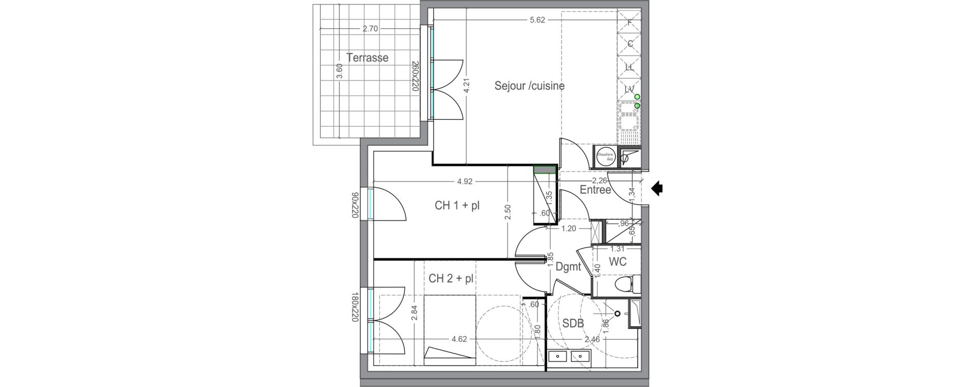 Appartement T3 de 61,30 m2 &agrave; Toulouse Lafourguette