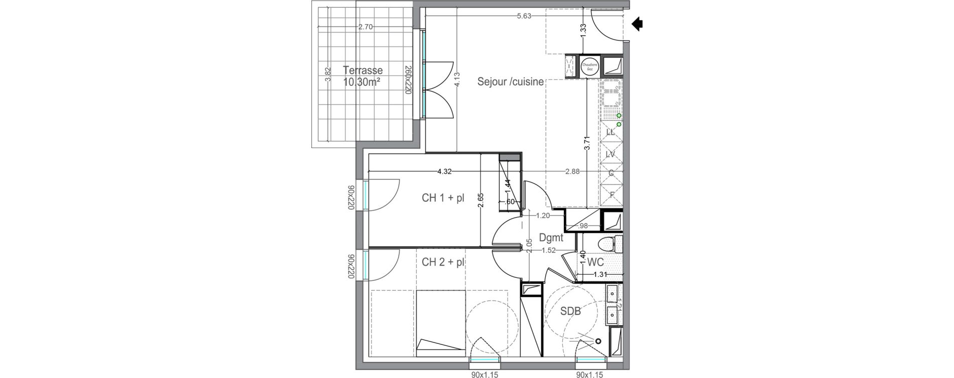 Appartement T3 de 61,95 m2 &agrave; Toulouse Lafourguette