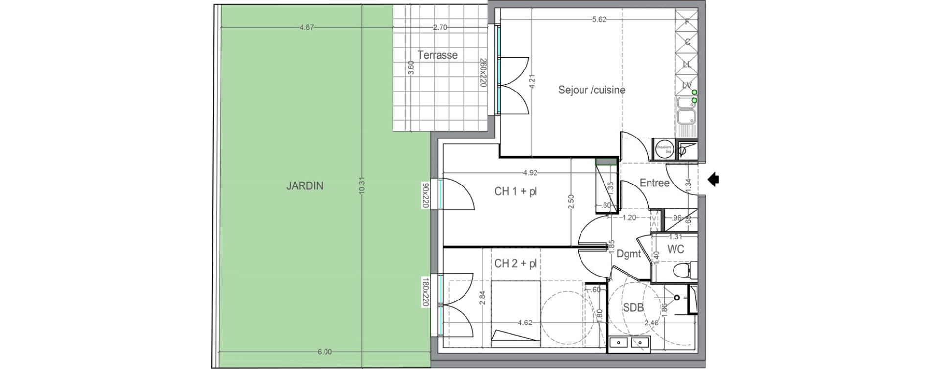 Appartement T3 de 61,03 m2 &agrave; Toulouse Lafourguette