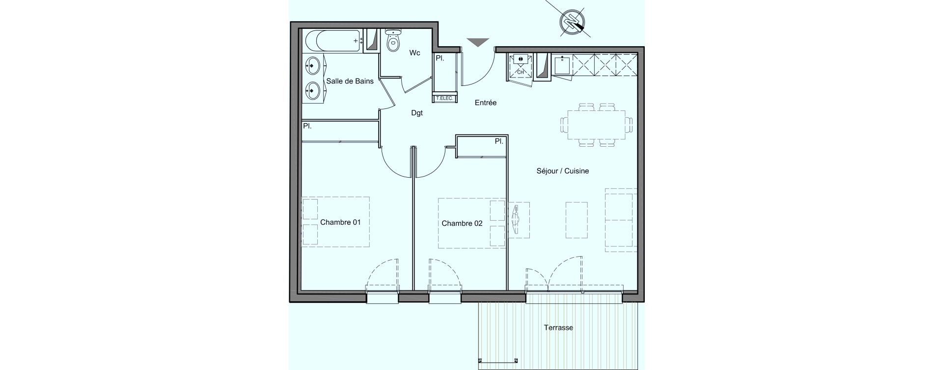 Appartement T3 de 63,04 m2 &agrave; Toulouse La roseraie