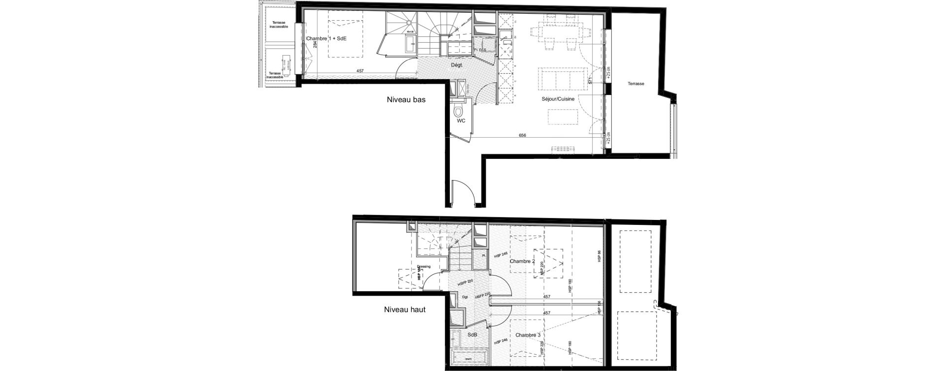 Duplex T4 de 77,73 m2 &agrave; Toulouse Fer &agrave; cheval