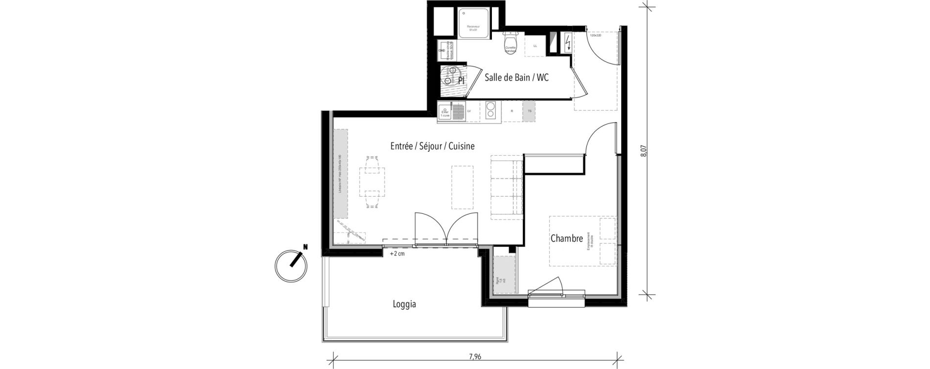 Appartement T2 de 45,08 m2 &agrave; Toulouse Croix daurade