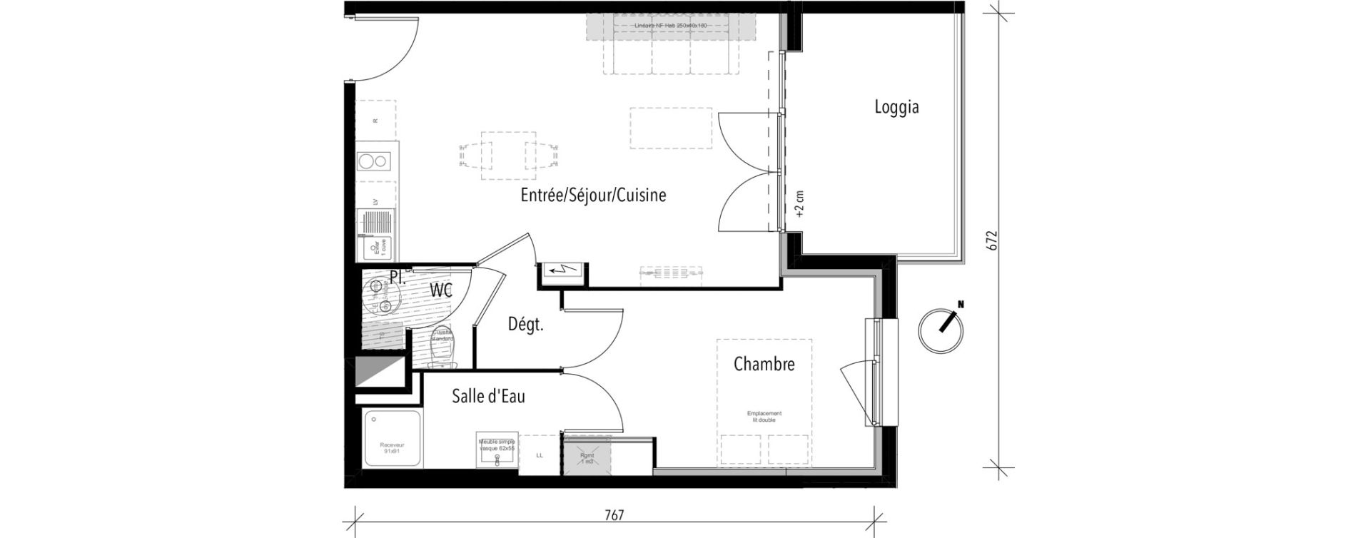 Appartement T2 de 45,09 m2 &agrave; Toulouse Croix daurade
