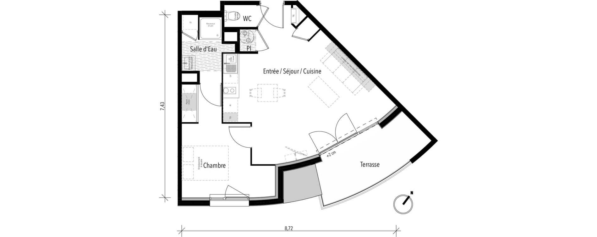 Appartement T2 de 46,00 m2 &agrave; Toulouse Croix daurade