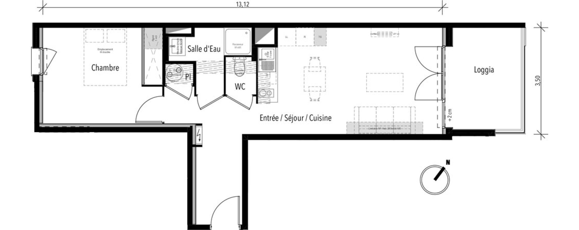 Appartement T2 de 47,02 m2 &agrave; Toulouse Croix daurade