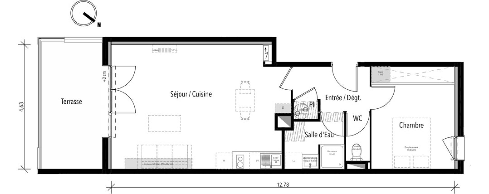 Appartement T2 de 51,77 m2 &agrave; Toulouse Croix daurade