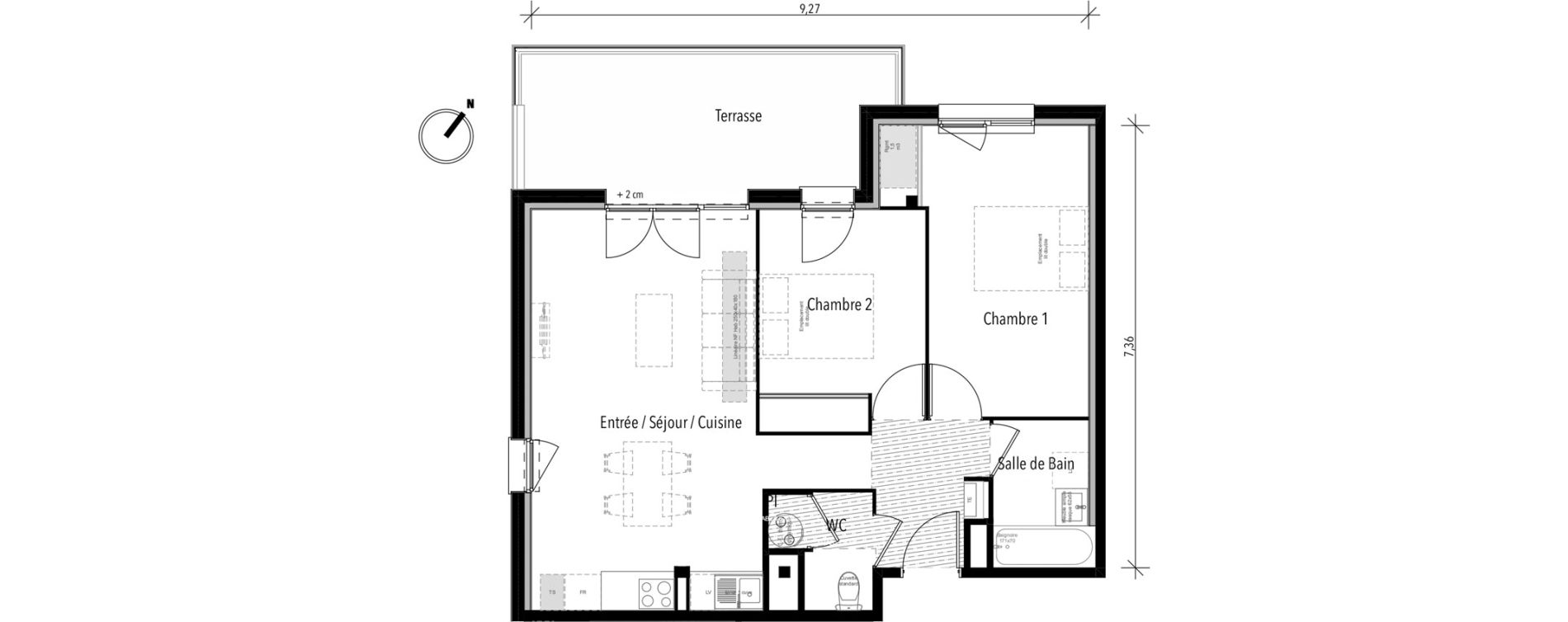 Appartement T3 de 62,07 m2 &agrave; Toulouse Croix daurade