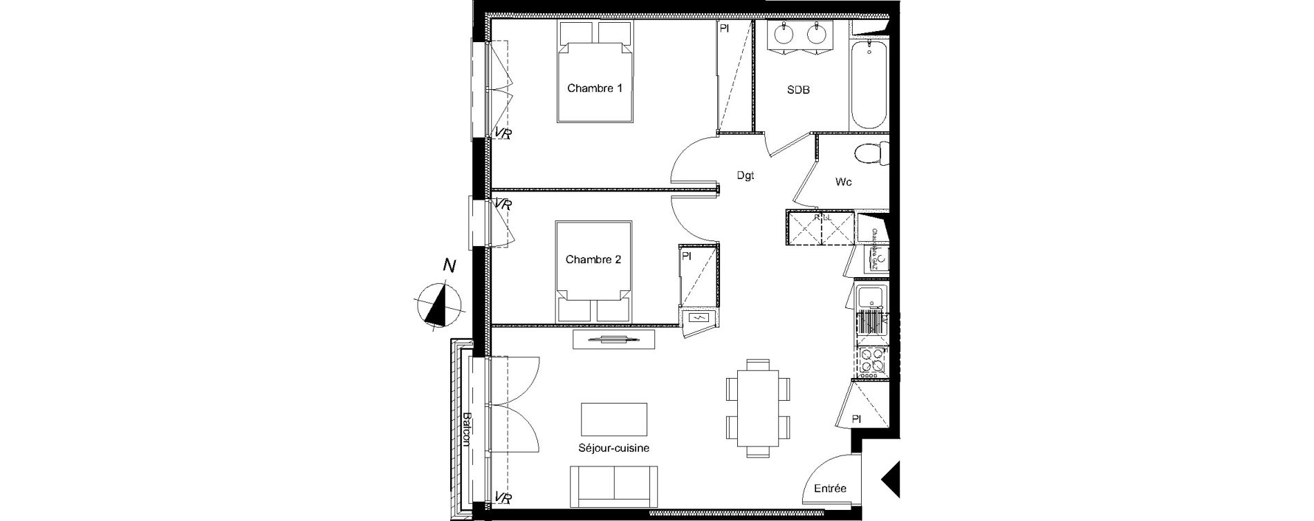 Appartement T3 de 62,55 m2 &agrave; Toulouse Barriere de paris