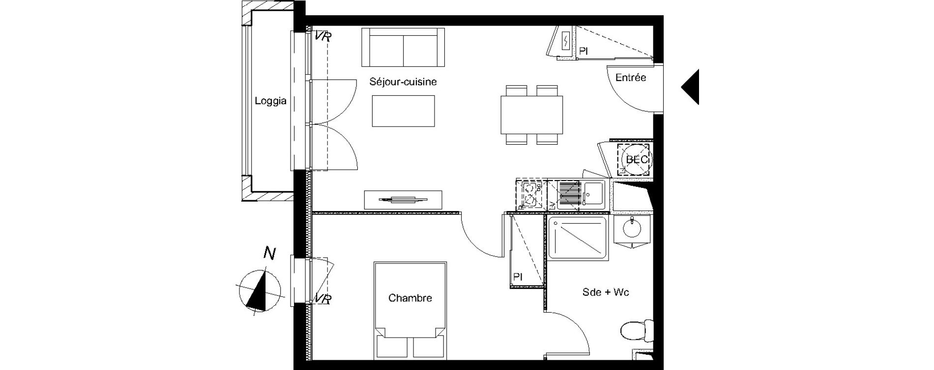 Appartement T2 de 41,17 m2 &agrave; Toulouse Barriere de paris