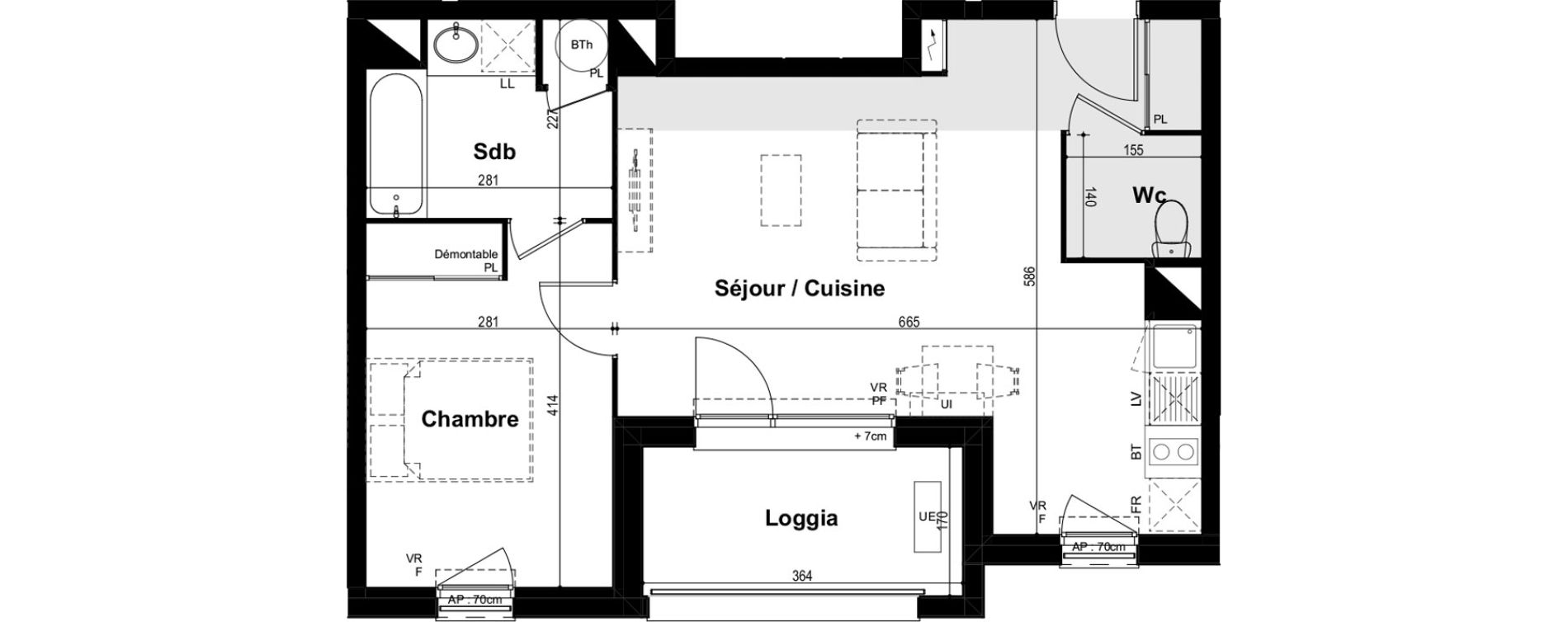 Appartement T2 de 47,68 m2 &agrave; Toulouse Fourguette - oncopole