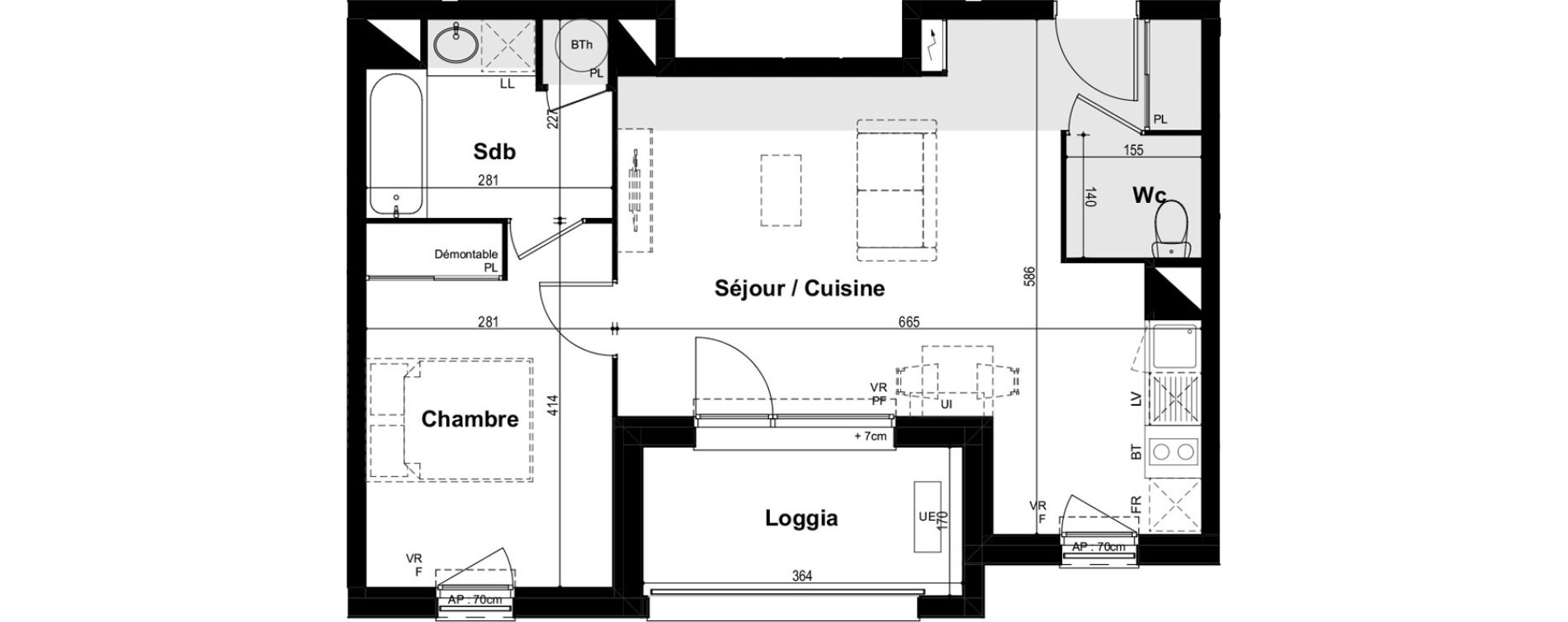 Appartement T2 de 47,68 m2 &agrave; Toulouse Fourguette - oncopole