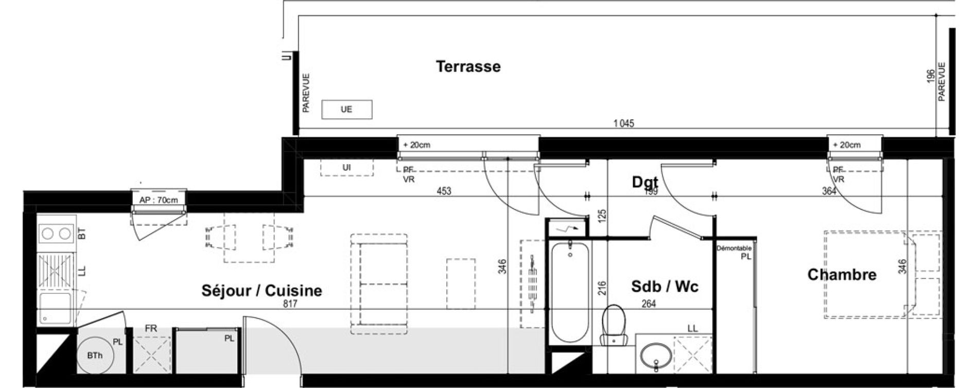 Appartement T2 de 45,06 m2 &agrave; Toulouse Fourguette - oncopole