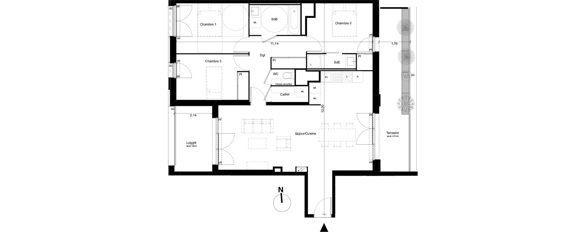 Appartement T4 de 94,04 m2 &agrave; Toulouse Cartoucherie