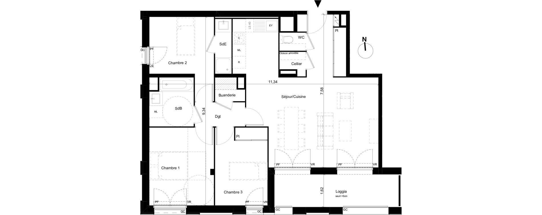 Appartement T4 de 86,25 m2 &agrave; Toulouse Cartoucherie