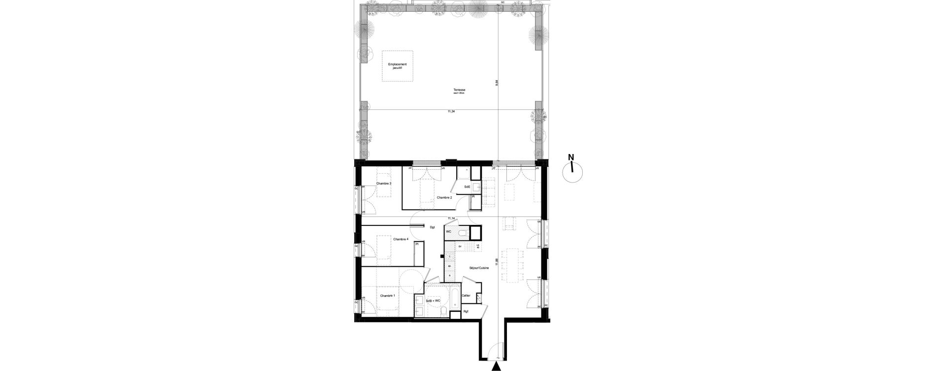Appartement T5 de 103,96 m2 &agrave; Toulouse Cartoucherie