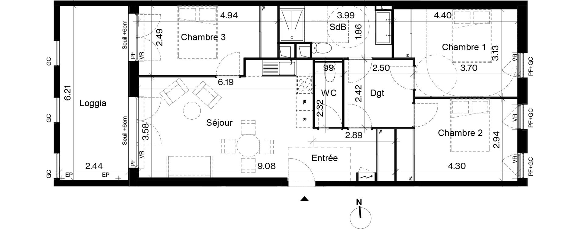 Appartement T4 de 80,02 m2 &agrave; Toulouse Cartoucherie