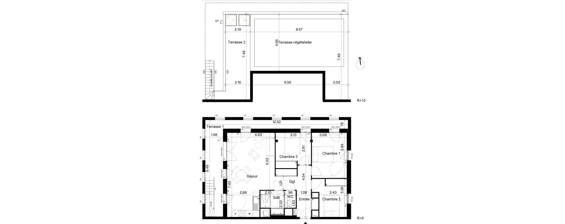 Appartement T4 de 73,75 m2 &agrave; Toulouse Cartoucherie