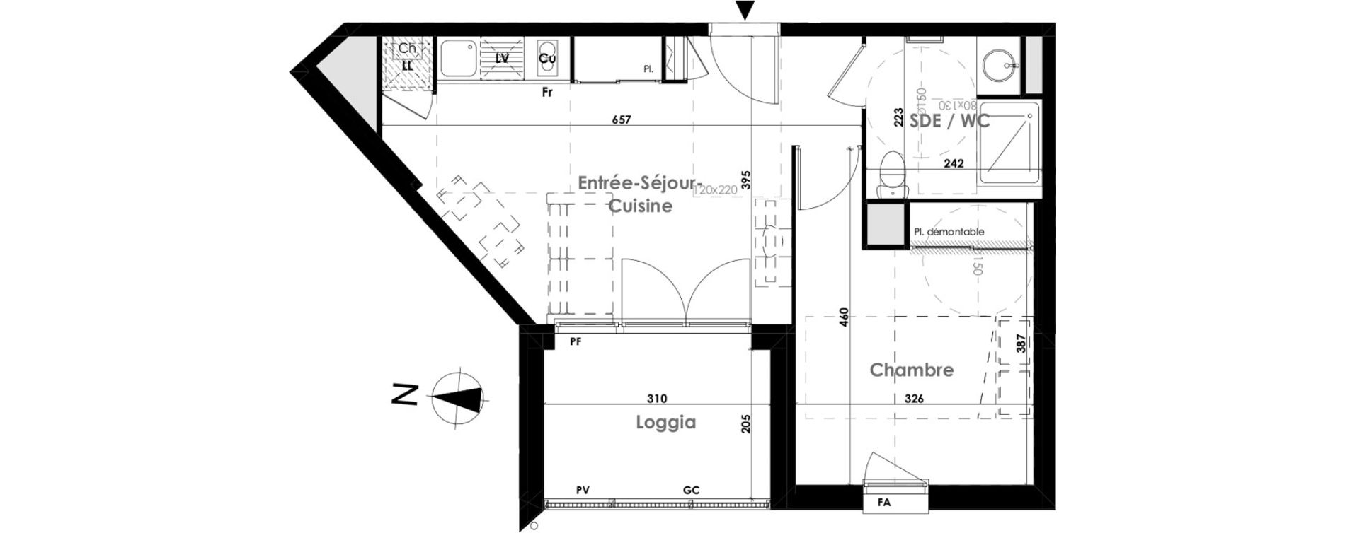 Appartement T2 de 38,71 m2 &agrave; Toulouse Patte d'oie