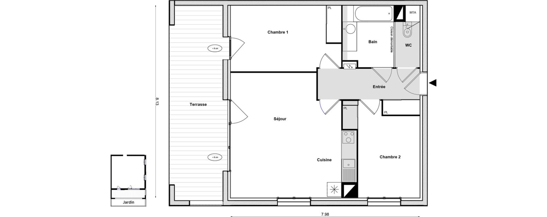 Appartement T3 de 62,57 m2 &agrave; Toulouse Malep&egrave;re