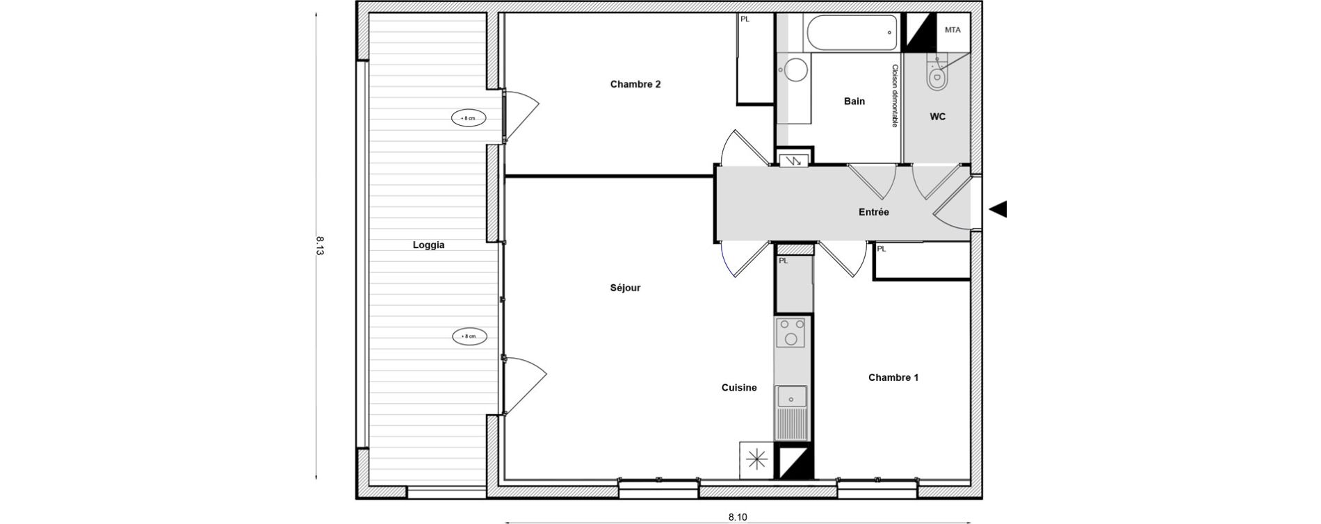 Appartement T3 de 63,46 m2 &agrave; Toulouse Malep&egrave;re