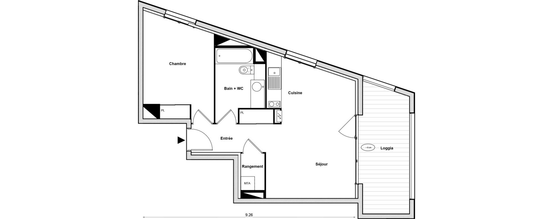 Appartement T2 de 47,47 m2 &agrave; Toulouse Malep&egrave;re