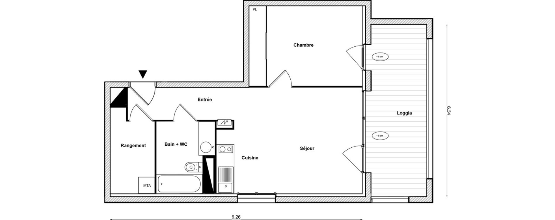 Appartement T2 de 46,66 m2 &agrave; Toulouse Malep&egrave;re