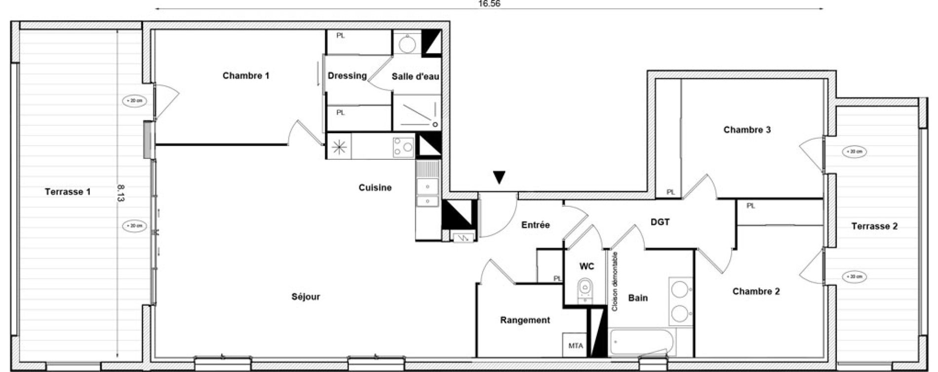 Appartement T4 de 103,06 m2 &agrave; Toulouse Malep&egrave;re
